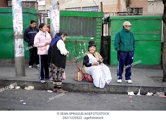 Aymara woman, street scene in El Alto, Bolivia