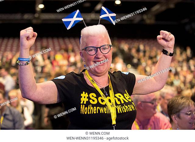 Members and delegates attends the annual SNP Campaign conference in the AECC in Aberdeen. Featuring: SNP Supporter Where: Aberdeen