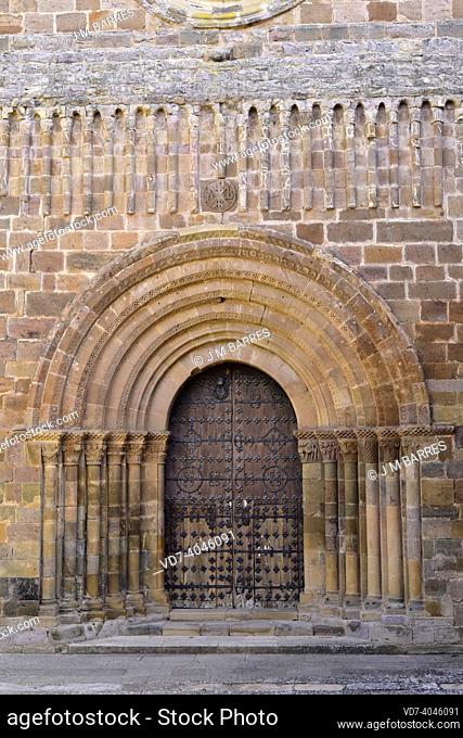 Veruela Abbey (Real Monasterio de Santa María de Veruela), cistercian 12th century. Romanesque door, columns and capitals