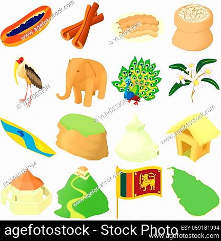 Cartoon Sri lanka icons set. Universal Sri lanka icons to use for web and mobile UI, set of basic Sri lanka elements isolated vector illustration