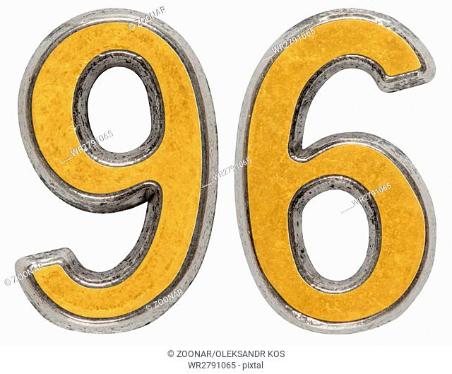 Metal numeral 96, ninety-six, isolated on white background