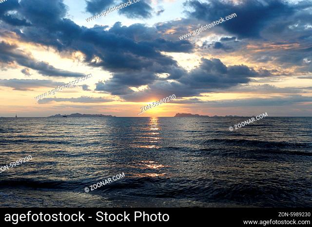 sunset over the sea on the island of Koh Samui in Thailand