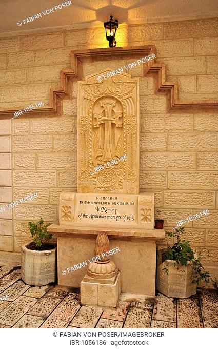 Memorial for the victims of the Armenian holocausts by the Turks in 1915 on the Via Dolorosa, Way of Sorrows, Stations of the Cross, Jerusalem, Israel