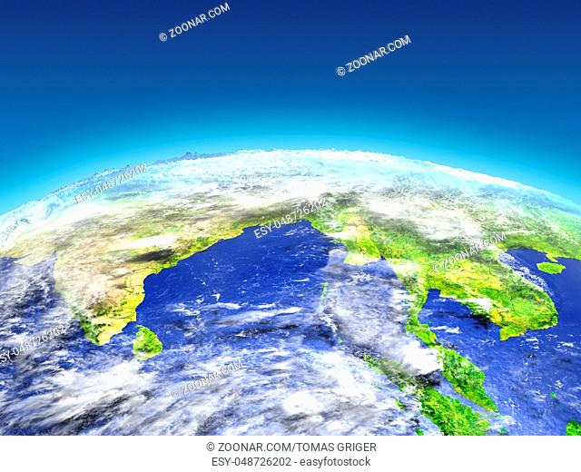 Southeast Asia from Earth's orbit in space. 3D illustration with detailed planet surface. Elements of this image furnished by NASA