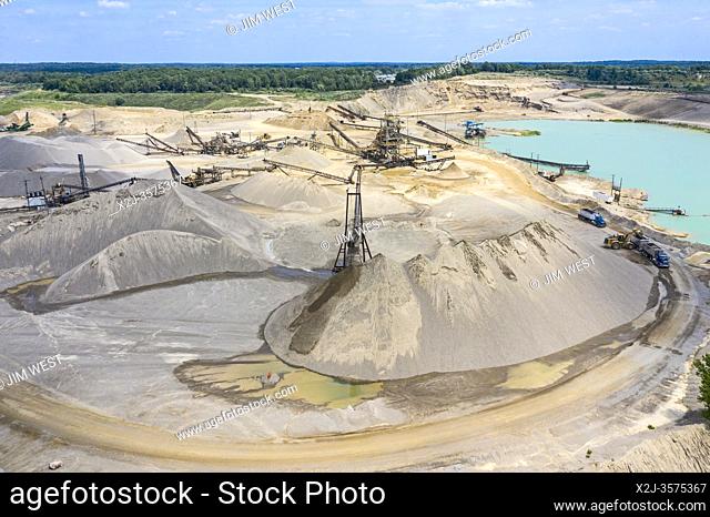 Davisburg, Michigan - Holly Sand and Gravel, an aggregate mining operation owned by the Edward C Levy Company. The company's products are used in road building...