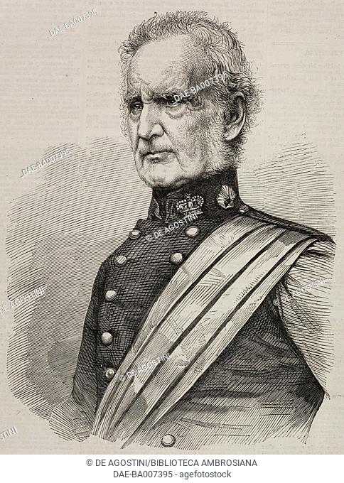 Portrait of John Colborne, 1st Baron Seaton (1778-1863), illustration from the magazine The Illustrated London News, volume XLIII, May 2, 1863
