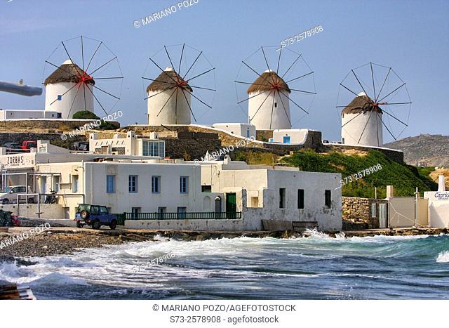 Mills of Mykonos, Cyclades Islands, Aegean Sea, Greece