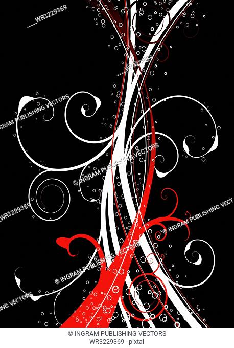 Red and black floral background with copy space for text
