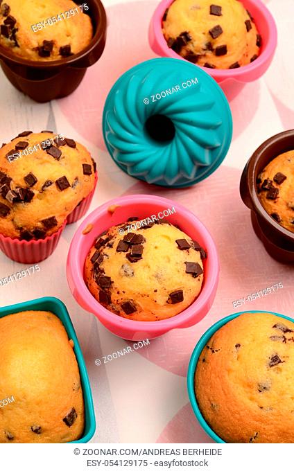 Colorful muffins in a kitchen