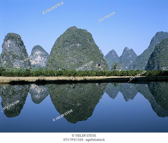 Asia, China, Guangxi, Guilin, Holiday, Landmark, Li river, Limestone, Mountains, Province, River, Scenery, Tourism, Travel, Typi