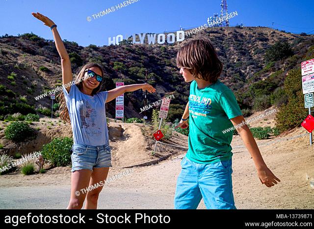 Girl and Boy in Hollywood, Los Angeles, California, USA