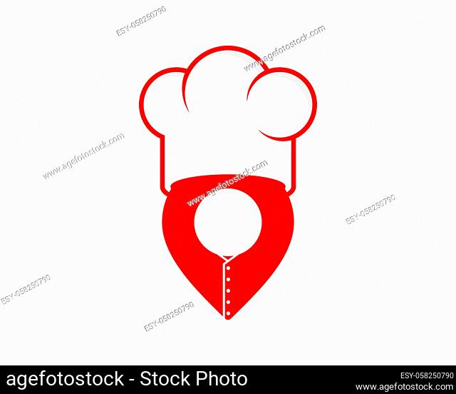 Chef suit with pin location shape logo