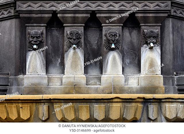 Detail of fountain - La Fontaine Urbain II by sculptor Henri Gourgouillon raised in 1898, Place de la Victoire near Notre Dame de L'Assomption Cathedral -...