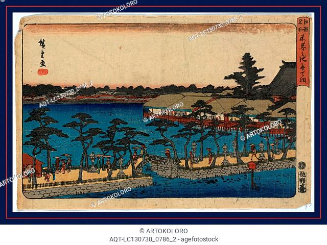 Shinobazu no ike benten no hokora, Benten Shrine, Shinobazu Pond., Ando, Hiroshige, 1797-1858, artist, [between 1837 and 1844], 1 print : woodcut, color ; 24