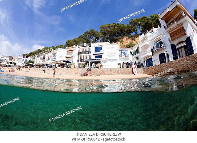 Beach of Tamariu, Tamariu, Costa Brava, Mediterranean Sea, Spain