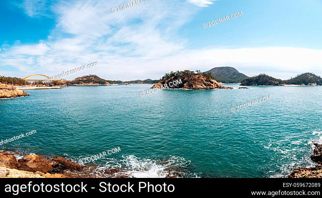 Panoramic view of Seonyudo Island Dulle-gil seascape in Gunsan, Korea