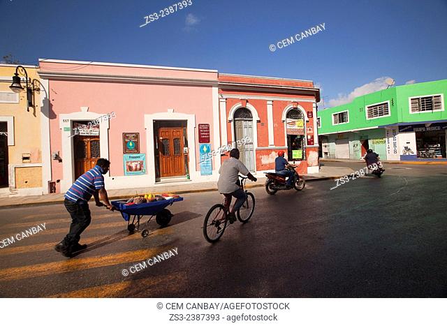 Street scene from the Quarter of San Juan, Merida, Yucatan Province, Mexico, Central America