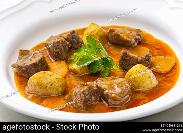 beef goulash soup with potatoes