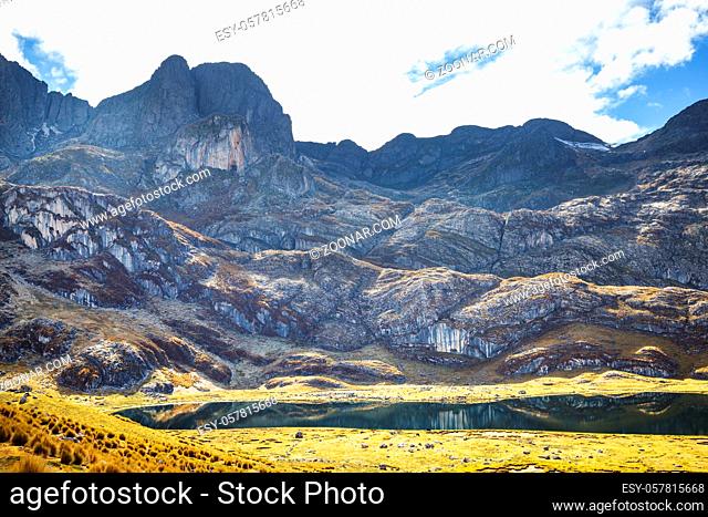 Beautiful mountains landscapes in Cordillera Blanca, Peru, South America