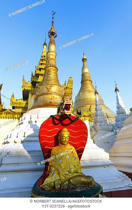 Myanmar (formerly Burma). Yangon. (Rangoon). The Shwedagon Pagoda Buddhist holy place is the first religious center of Burma because according to the legend