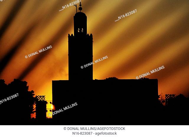 Koutoubia's towering Minaret at sunset in Jemaa El Fna Marrakech