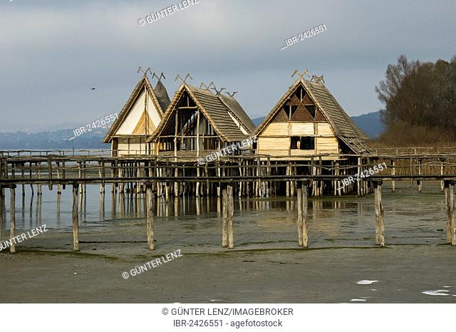 Stilt houses, Unteruhldingen, Baden-Wuerttemberg, Germany, Europe