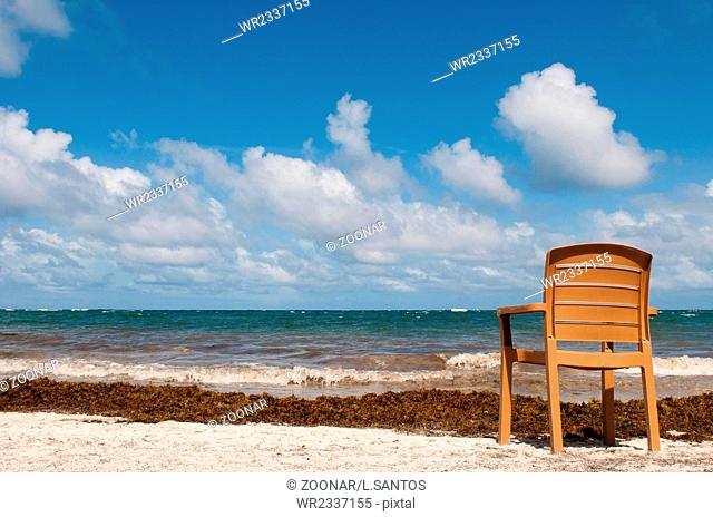 singular chair at the beach in Vieux Fort
