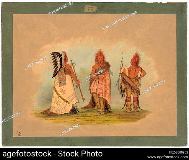 A Pawnee Chief with Two Warriors, 1861/1869. Creator: George Catlin