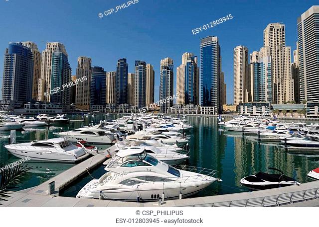 Motor Yachts at Dubai Marina, United Arab Emirates