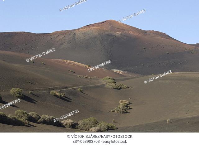 Volcanic landscape. Timanfaya National Park. Lanzarote. Canary Islands. Spain