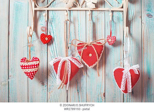 Red hearts hanging