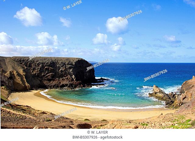 panoramic view on the Playas de Papagayo, Canary Islands, Lanzarote