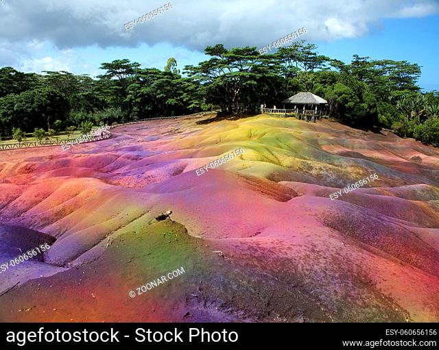 famous tourist place of Mauritius- Chamarel - earth of seven colors
