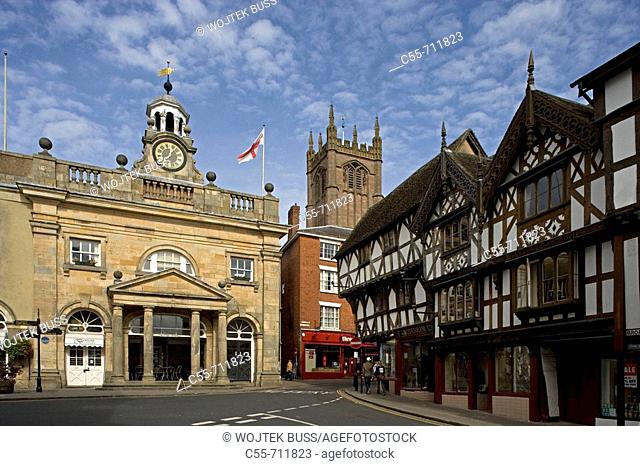Ludlow, Town Hall, timber-framed building, Shropshire, UK