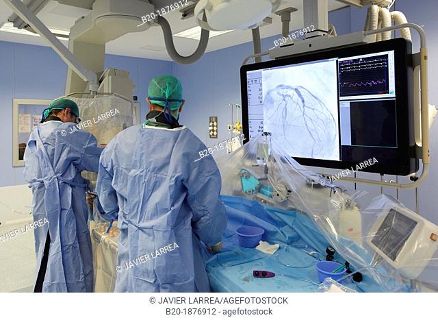 Angioplasty, Stenting in coronary arteries, Hemodynamic, Operating room, Surgery, Hospital Donostia, San Sebastian, Gipuzkoa, Basque Country, Spain