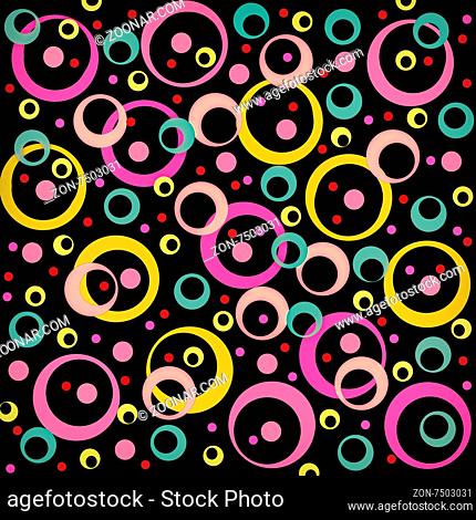 Colored circles and rings, abstract background, with vintage instagram look