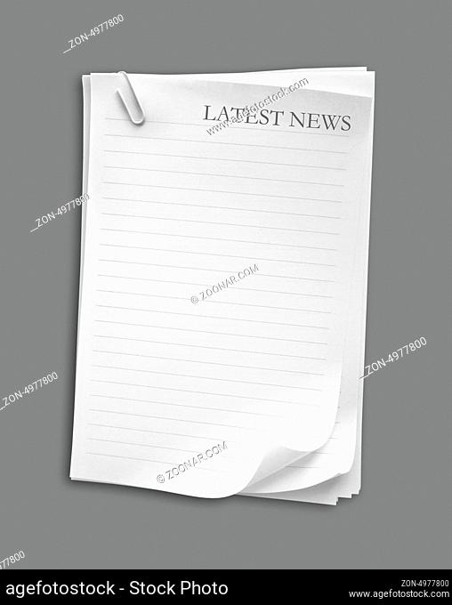 Papers sheet with news word