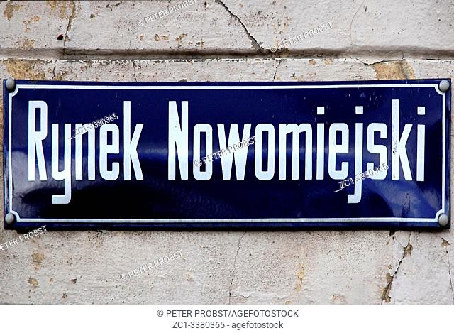 Street sign of the new market place Rynek Nowomiejski inTorun - Poland