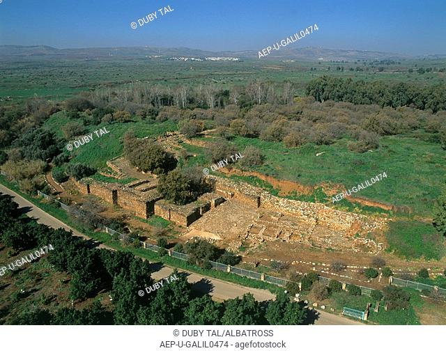 Aerial photograph of the ruins of Tel Dan in the Upper Galilee
