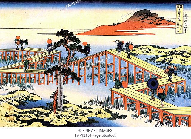 Yatsuhashi in Mikawa Province (from a Series Remarkable Views of the Bridges in all Provinces). Hokusai, Katsushika (1760-1849). Colour woodcut