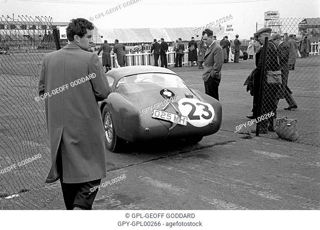 Roy Salvadori in his Aston Martin DB3S Coupe, finished 7th in the Silverstone International race, England 15th May 1954