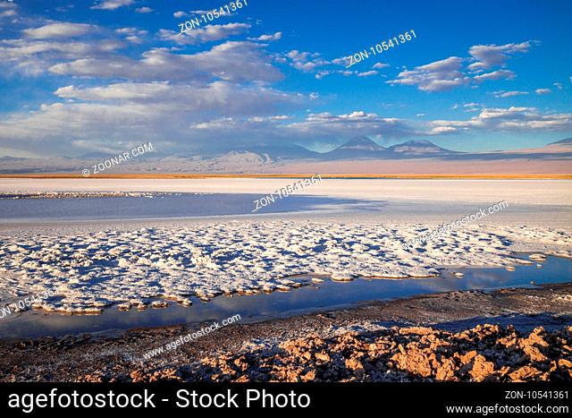 Laguna Tebinquinche sunset landscape in San Pedro de Atacama, Chile