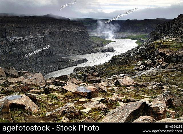 Canyon, Canyon with river, Jökulsá, Dettifoss, North Iceland, Highland, Iceland, Europe