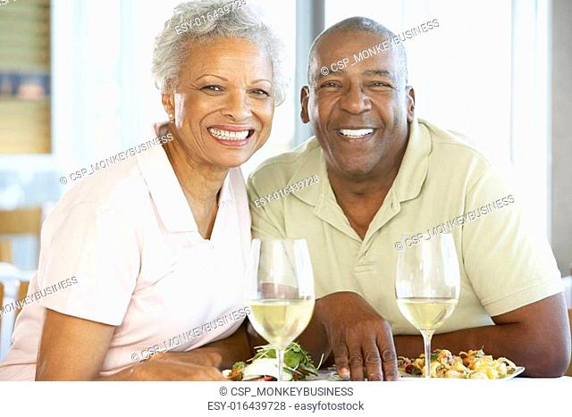 Senior Couple Having Lunch Together At A Restaurant