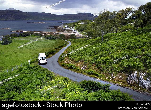 Sleat Peninsula, Road, Sprinter, Camper, Motorhome, Ord, Isle of Skye, Skye, Inner Hebrides, Hebrides, Highlands, Highland, Scotland, United Kingdom, Europe