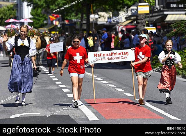 Parade sign National Day, Interlaken, Switzerland, Europe