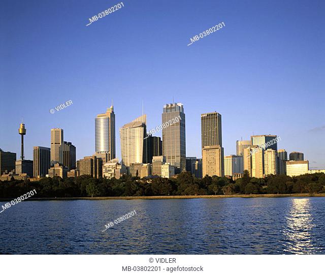 Australia, Sydney, skyline, evening sun,   New South Wales, city, cityscape, skyscrapers, Office buildings, office skyscrapers, dusk, urbanity