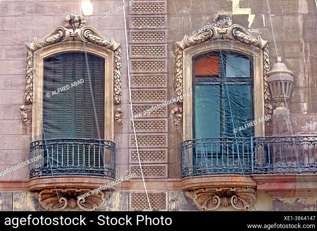 balconies and façade in rehabilitation of the building of the Old Customs and Government Delegation, neoclassicism, 1790, architect Comte de Roncal, Barcelona