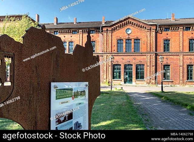 mecklenburg-western pomerania, peenetal river landscape nature park, malchin, station building, information board