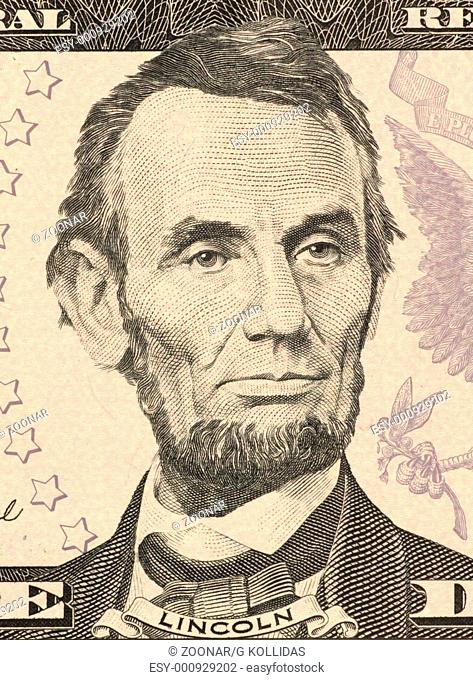 Abraham Lincoln on 5 Dollars 2006 Banknote from U.S.A. 16th President of the United States from March 1861 until his assassination in April 1865